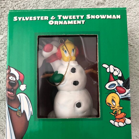 Warner Brothers Sylvester & Tweety Snowman Ornament NIB - Picture 1 of 6
